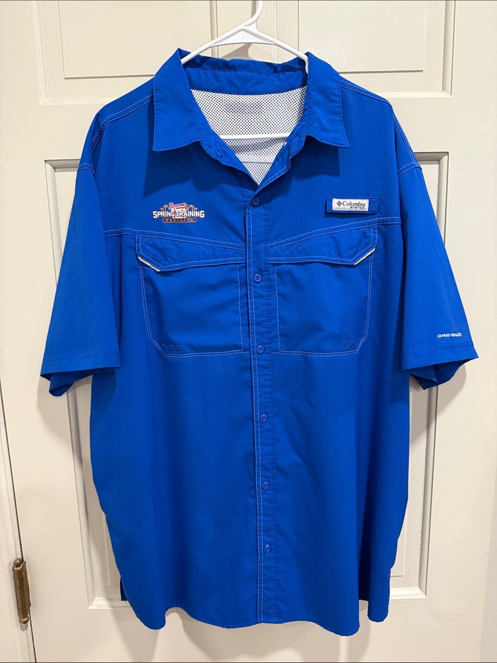 Columbia Omni-Shade Men’s Short-Sleeve Button-Down Shirt Royal Blue Size XL